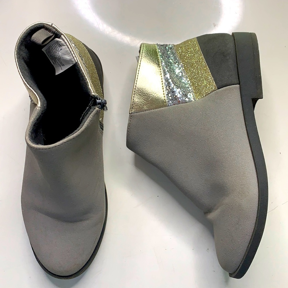 Gymboree steel grey glitter ankle boot Sz 4 girls fall winter shoes